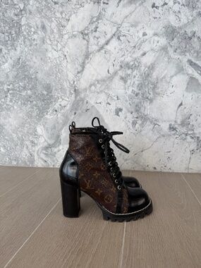 Louis Vuitton Patent Calfskin Monogram Star Trail Ankle Boots